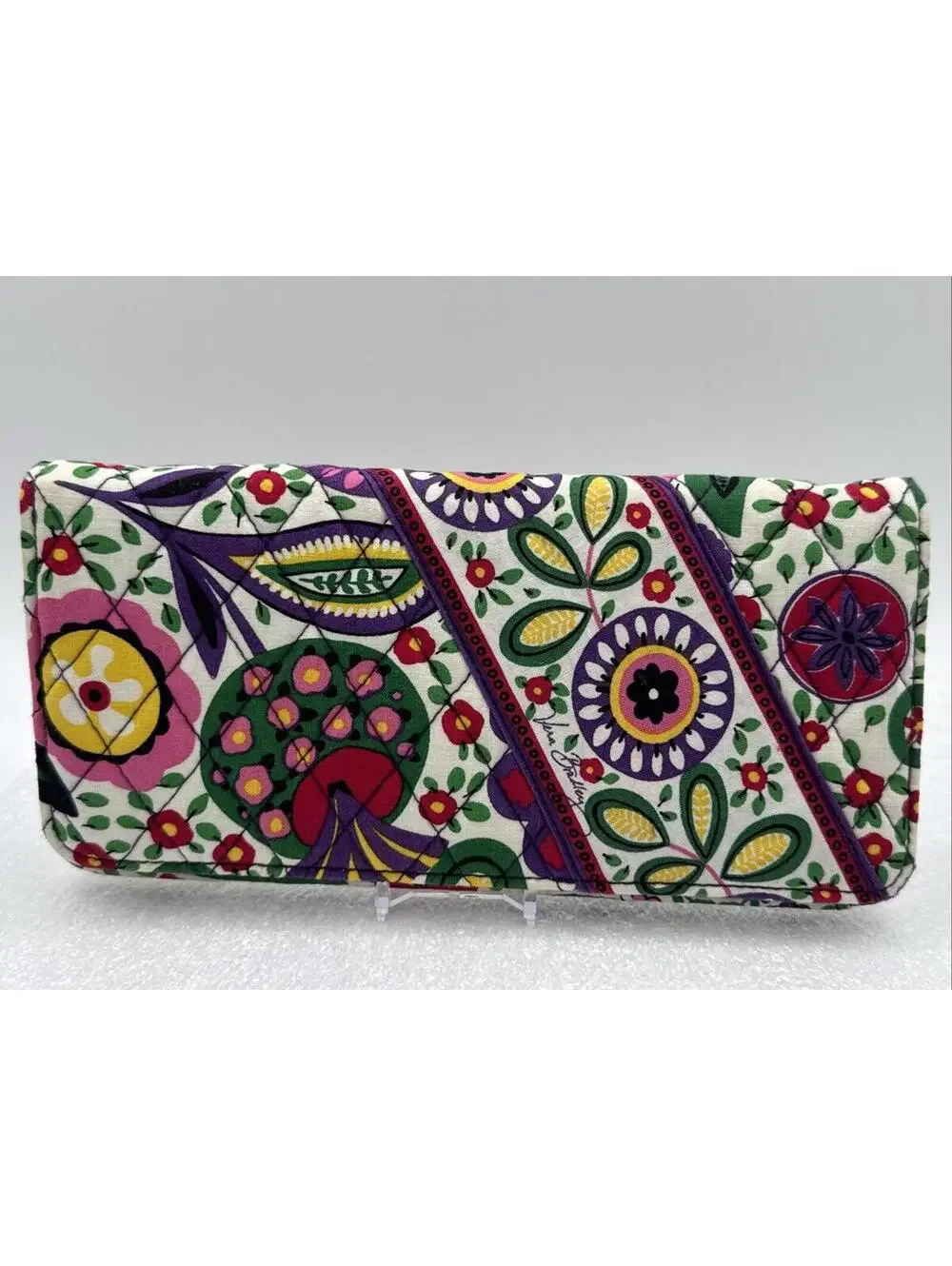 Vera Bradley Mod Flowers Spring Quilted Accordion Wallet 9” X 4” Bright Colors - Picture 6 of 8